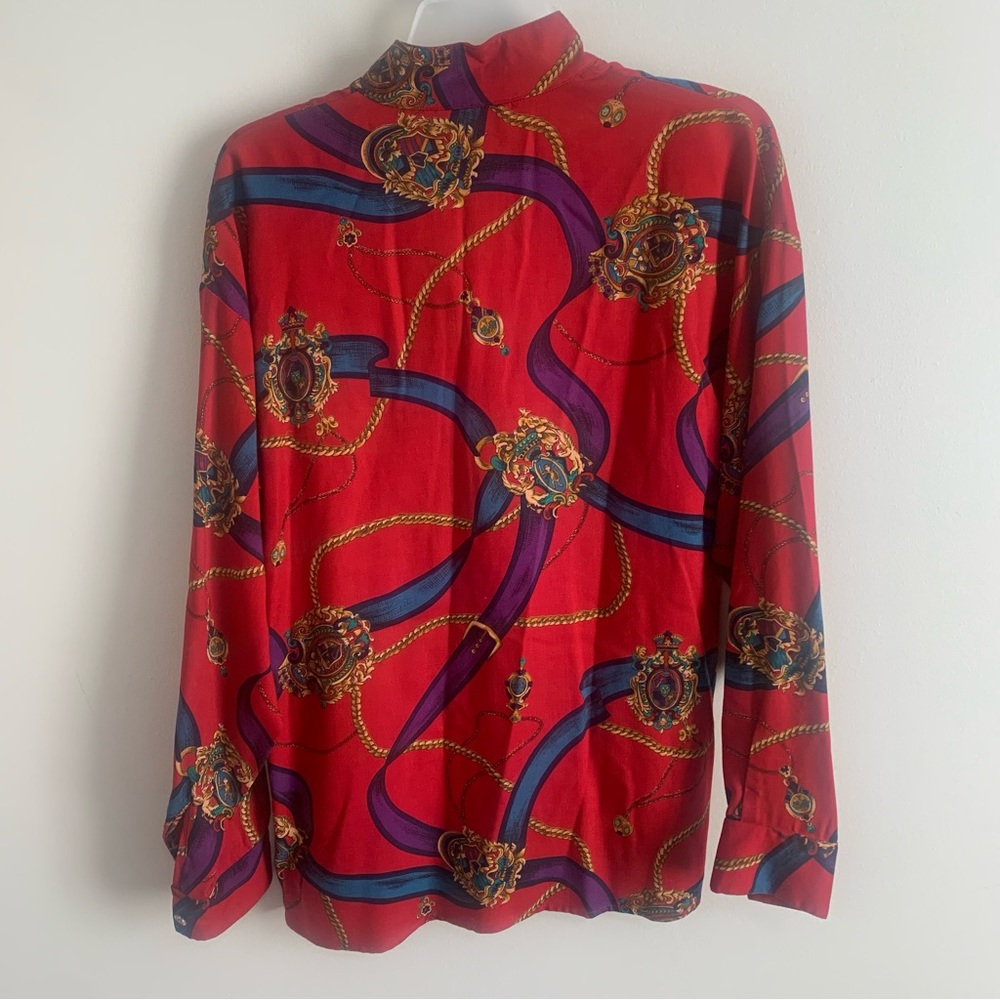 Country Shop Vintage Rayon Wool Blend Equestrian Printed Button Down Shi… - Picture 6 of 9